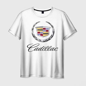 Мужская футболка 3D с принтом Cadillac в Санкт-Петербурге, 100% полиэфир | прямой крой, круглый вырез горловины, длина до линии бедер | Тематика изображения на принте: авто | кадиллак | марка | машина