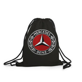 Рюкзак-мешок 3D с принтом Mercedes-Benz в Санкт-Петербурге, 100% полиэстер | плотность ткани — 200 г/м2, размер — 35 х 45 см; лямки — толстые шнурки, застежка на шнуровке, без карманов и подкладки | car | germany | logo | make | mercedes benz | автомобиль | германия | логотип | марка | мерседес бенц