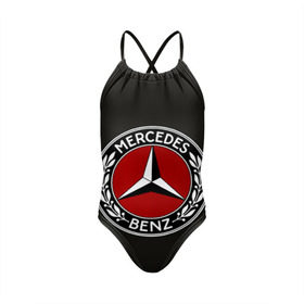 Детский купальник 3D с принтом Mercedes-Benz в Санкт-Петербурге, Полиэстер 85%, Спандекс 15% | Слитный крой, подклад по переду изделия, узкие бретели | car | germany | logo | make | mercedes benz | автомобиль | германия | логотип | марка | мерседес бенц