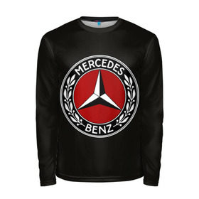 Мужской лонгслив 3D с принтом Mercedes-Benz в Санкт-Петербурге, 100% полиэстер | длинные рукава, круглый вырез горловины, полуприлегающий силуэт | car | germany | logo | make | mercedes benz | автомобиль | германия | логотип | марка | мерседес бенц