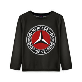 Детский лонгслив 3D с принтом Mercedes-Benz в Санкт-Петербурге, 100% полиэстер | длинные рукава, круглый вырез горловины, полуприлегающий силуэт
 | Тематика изображения на принте: car | germany | logo | make | mercedes benz | автомобиль | германия | логотип | марка | мерседес бенц