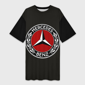 Платье-футболка 3D с принтом Mercedes Benz в Санкт-Петербурге,  |  | car | germany | logo | make | mercedes benz | автомобиль | германия | логотип | марка | мерседес бенц