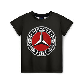 Детская футболка 3D с принтом Mercedes-Benz в Санкт-Петербурге, 100% гипоаллергенный полиэфир | прямой крой, круглый вырез горловины, длина до линии бедер, чуть спущенное плечо, ткань немного тянется | car | germany | logo | make | mercedes benz | автомобиль | германия | логотип | марка | мерседес бенц