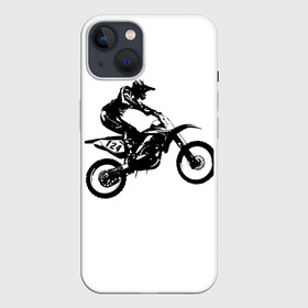 Чехол для iPhone 13 с принтом Мотокросс в Санкт-Петербурге,  |  | motocross | motorcycle | motorcyclist | silhouette | speed | stencil | мотокросс | мотоцикл | мотоциклист | силуэт | скорость | трафарет