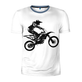 Мужская футболка 3D спортивная с принтом Мотокросс в Санкт-Петербурге, 100% полиэстер с улучшенными характеристиками | приталенный силуэт, круглая горловина, широкие плечи, сужается к линии бедра | motocross | motorcycle | motorcyclist | silhouette | speed | stencil | мотокросс | мотоцикл | мотоциклист | силуэт | скорость | трафарет