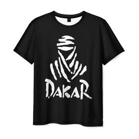 Мужская футболка 3D с принтом Dakar в Санкт-Петербурге, 100% полиэфир | прямой крой, круглый вырез горловины, длина до линии бедер | Тематика изображения на принте: dakar | desert | logo | race | rally | sign | гонки | дакар | знак | логотип | пустыня | ралли