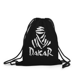 Рюкзак-мешок 3D с принтом Dakar в Санкт-Петербурге, 100% полиэстер | плотность ткани — 200 г/м2, размер — 35 х 45 см; лямки — толстые шнурки, застежка на шнуровке, без карманов и подкладки | dakar | desert | logo | race | rally | sign | гонки | дакар | знак | логотип | пустыня | ралли
