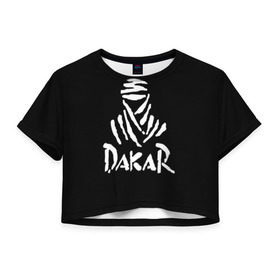 Женская футболка 3D укороченная с принтом Dakar в Санкт-Петербурге, 100% полиэстер | круглая горловина, длина футболки до линии талии, рукава с отворотами | Тематика изображения на принте: dakar | desert | logo | race | rally | sign | гонки | дакар | знак | логотип | пустыня | ралли