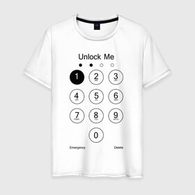 Мужская футболка хлопок с принтом Разблокируй меня в Санкт-Петербурге, 100% хлопок | прямой крой, круглый вырез горловины, длина до линии бедер, слегка спущенное плечо. | lock | блокировка | смартфон | телефон