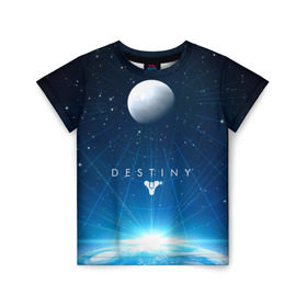 Детская футболка 3D с принтом Destiny в Санкт-Петербурге, 100% гипоаллергенный полиэфир | прямой крой, круглый вырез горловины, длина до линии бедер, чуть спущенное плечо, ткань немного тянется | destiny | destiny 2 | дестени | космос