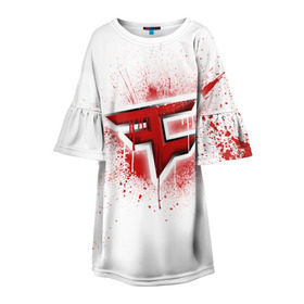 Детское платье 3D с принтом cs:go - FaZe clan (White collection) в Санкт-Петербурге, 100% полиэстер | прямой силуэт, чуть расширенный к низу. Круглая горловина, на рукавах — воланы | cs go | faze | white | кс го | фейз