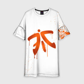 Детское платье 3D с принтом cs:go - Fnatic (White collection) в Санкт-Петербурге, 100% полиэстер | прямой силуэт, чуть расширенный к низу. Круглая горловина, на рукавах — воланы | cs go | fnatic | кс го | фнатик