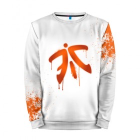 Мужской свитшот 3D с принтом cs:go - Fnatic (White collection) в Санкт-Петербурге, 100% полиэстер с мягким внутренним слоем | круглый вырез горловины, мягкая резинка на манжетах и поясе, свободная посадка по фигуре | cs go | fnatic | кс го | фнатик