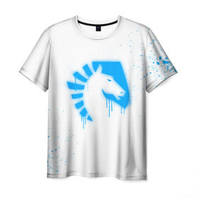 Мужская футболка 3D с принтом cs:go - Liquid team (White collection) в Санкт-Петербурге, 100% полиэфир | прямой крой, круглый вырез горловины, длина до линии бедер | 0x000000123 | cs go | liquid | white | кс го | ликвид