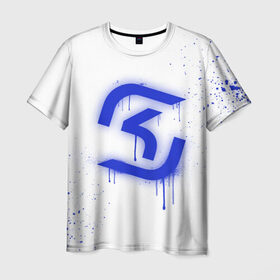 Мужская футболка 3D с принтом cs:go - SK Gaming (White collection) в Санкт-Петербурге, 100% полиэфир | прямой крой, круглый вырез горловины, длина до линии бедер | Тематика изображения на принте: 0x000000123 | cs go | sk | white | кс го