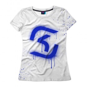 Женская футболка 3D с принтом cs:go - SK Gaming (White collection) в Санкт-Петербурге, 100% полиэфир ( синтетическое хлопкоподобное полотно) | прямой крой, круглый вырез горловины, длина до линии бедер | 0x000000123 | cs go | sk | white | кс го