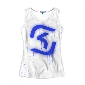 Женская майка 3D с принтом cs:go - SK Gaming (White collection) в Санкт-Петербурге, 100% полиэстер | круглая горловина, прямой силуэт, длина до линии бедра | 0x000000123 | cs go | sk | white | кс го