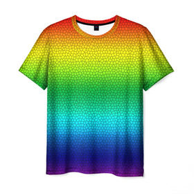 Мужская футболка 3D с принтом Радуга (Витражный Градиент) в Санкт-Петербурге, 100% полиэфир | прямой крой, круглый вырез горловины, длина до линии бедер | gradient | rainbow | витраж | градиент | радуга