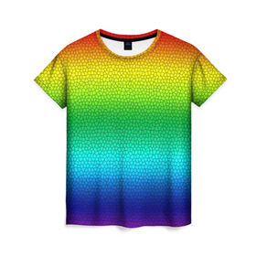 Женская футболка 3D с принтом Радуга (Витражный Градиент) в Санкт-Петербурге, 100% полиэфир ( синтетическое хлопкоподобное полотно) | прямой крой, круглый вырез горловины, длина до линии бедер | gradient | rainbow | витраж | градиент | радуга