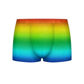 Мужские трусы 3D с принтом Радуга (Витражный Градиент) в Санкт-Петербурге, 50% хлопок, 50% полиэстер | классическая посадка, на поясе мягкая тканевая резинка | gradient | rainbow | витраж | градиент | радуга