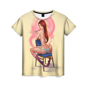 Женская футболка 3D с принтом Pin Up Pop Art Girl в Санкт-Петербурге, 100% полиэфир ( синтетическое хлопкоподобное полотно) | прямой крой, круглый вырез горловины, длина до линии бедер | comics | girl | lollipop | pin up | pop art | арт | девочка | дизайн | конфетка | лолита | милая | мода | пафос | поп арт | сосательная | стиль | чупа чупс