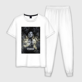 Мужская пижама хлопок с принтом Мейвезер Флойд 6 в Санкт-Петербурге, 100% хлопок | брюки и футболка прямого кроя, без карманов, на брюках мягкая резинка на поясе и по низу штанин
 | Тематика изображения на принте: 