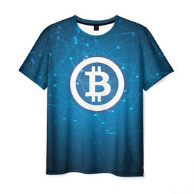 Мужская футболка 3D с принтом Bitcoin Blue - Биткоин в Санкт-Петербурге, 100% полиэфир | прямой крой, круглый вырез горловины, длина до линии бедер | Тематика изображения на принте: bitcoin | ethereum | litecoin | биткоин | интернет | крипта | криптовалюта | лайткоин | майнинг | технологии | эфир