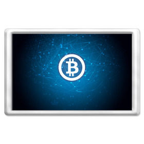 Магнит 45*70 с принтом Bitcoin Blue - Биткоин в Санкт-Петербурге, Пластик | Размер: 78*52 мм; Размер печати: 70*45 | bitcoin | ethereum | litecoin | биткоин | интернет | крипта | криптовалюта | лайткоин | майнинг | технологии | эфир