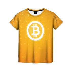 Женская футболка 3D с принтом Bitcoin - Биткоин в Санкт-Петербурге, 100% полиэфир ( синтетическое хлопкоподобное полотно) | прямой крой, круглый вырез горловины, длина до линии бедер | bitcoin | ethereum | litecoin | биткоин | интернет | крипта | криптовалюта | лайткоин | майнинг | технологии | эфир