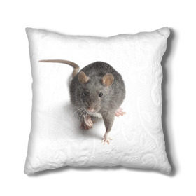 Подушка 3D с принтом Крыса в Санкт-Петербурге, наволочка – 100% полиэстер, наполнитель – холлофайбер (легкий наполнитель, не вызывает аллергию). | состоит из подушки и наволочки. Наволочка на молнии, легко снимается для стирки | животные | крыса | мышка | мышь
