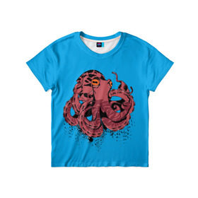 Детская футболка 3D с принтом Осьминог в Санкт-Петербурге, 100% гипоаллергенный полиэфир | прямой крой, круглый вырез горловины, длина до линии бедер, чуть спущенное плечо, ткань немного тянется | la piovra | octopus | кальмар | лапиовра | морепродукт | морской гад | октопус | осьминог | спрут