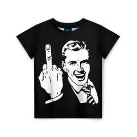 Детская футболка 3D с принтом Человек с пальцем в Санкт-Петербурге, 100% гипоаллергенный полиэфир | прямой крой, круглый вырез горловины, длина до линии бедер, чуть спущенное плечо, ткань немного тянется | Тематика изображения на принте: менеджер