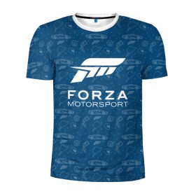 Мужская футболка 3D спортивная с принтом Forza Motorsport в Санкт-Петербурге, 100% полиэстер с улучшенными характеристиками | приталенный силуэт, круглая горловина, широкие плечи, сужается к линии бедра | car | crew | dirt | flatout | grid | need | nfs | race | speed | гонки | машина | скорость
