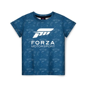 Детская футболка 3D с принтом Forza Motorsport в Санкт-Петербурге, 100% гипоаллергенный полиэфир | прямой крой, круглый вырез горловины, длина до линии бедер, чуть спущенное плечо, ткань немного тянется | car | crew | dirt | flatout | grid | need | nfs | race | speed | гонки | машина | скорость