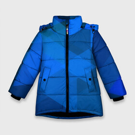 Зимняя куртка для девочек 3D с принтом blue texsture в Санкт-Петербурге, ткань верха — 100% полиэстер; подклад — 100% полиэстер, утеплитель — 100% полиэстер. | длина ниже бедра, удлиненная спинка, воротник стойка и отстегивающийся капюшон. Есть боковые карманы с листочкой на кнопках, утяжки по низу изделия и внутренний карман на молнии. 

Предусмотрены светоотражающий принт на спинке, радужный светоотражающий элемент на пуллере молнии и на резинке для утяжки. | abstraction | абстракция | геометрия | грани | линии | полигоны | сочетания | треугольники