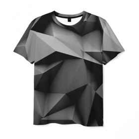 Мужская футболка 3D с принтом Gray abstraction в Санкт-Петербурге, 100% полиэфир | прямой крой, круглый вырез горловины, длина до линии бедер | Тематика изображения на принте: abstract | abstraction | грань | краски | линии | ребро | текстура