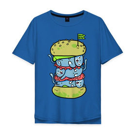 Мужская футболка хлопок Oversize с принтом drop dead в Санкт-Петербурге, 100% хлопок | свободный крой, круглый ворот, “спинка” длиннее передней части | Тематика изображения на принте: burger | cat | citty | hamburger | бургер | гамбургер | кот | кошка