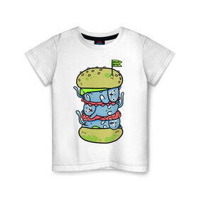 Детская футболка хлопок с принтом drop dead в Санкт-Петербурге, 100% хлопок | круглый вырез горловины, полуприлегающий силуэт, длина до линии бедер | Тематика изображения на принте: burger | cat | citty | hamburger | бургер | гамбургер | кот | кошка