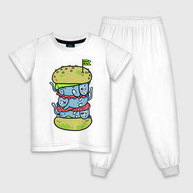Детская пижама хлопок с принтом drop dead в Санкт-Петербурге, 100% хлопок |  брюки и футболка прямого кроя, без карманов, на брюках мягкая резинка на поясе и по низу штанин
 | burger | cat | citty | hamburger | бургер | гамбургер | кот | кошка