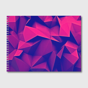 Альбом для рисования с принтом Violet polygon в Санкт-Петербурге, 100% бумага
 | матовая бумага, плотность 200 мг. | Тематика изображения на принте: 3d | abstraction | абстракция | геометрия | грани | линии | полигоны | розовый | сочетания | текстура | треугольники | фиолетовый