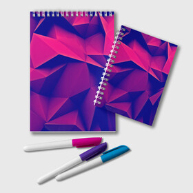 Блокнот с принтом Violet polygon в Санкт-Петербурге, 100% бумага | 48 листов, плотность листов — 60 г/м2, плотность картонной обложки — 250 г/м2. Листы скреплены удобной пружинной спиралью. Цвет линий — светло-серый
 | 3d | abstraction | абстракция | геометрия | грани | линии | полигоны | розовый | сочетания | текстура | треугольники | фиолетовый