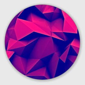 Коврик круглый с принтом Violet polygon в Санкт-Петербурге, резина и полиэстер | круглая форма, изображение наносится на всю лицевую часть | Тематика изображения на принте: 3d | abstraction | абстракция | геометрия | грани | линии | полигоны | розовый | сочетания | текстура | треугольники | фиолетовый