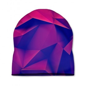 Шапка 3D с принтом Violet polygon в Санкт-Петербурге, 100% полиэстер | универсальный размер, печать по всей поверхности изделия | Тематика изображения на принте: 3d | abstraction | абстракция | геометрия | грани | линии | полигоны | розовый | сочетания | текстура | треугольники | фиолетовый