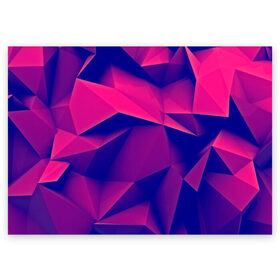 Поздравительная открытка с принтом Violet polygon в Санкт-Петербурге, 100% бумага | плотность бумаги 280 г/м2, матовая, на обратной стороне линовка и место для марки
 | Тематика изображения на принте: 3d | abstraction | абстракция | геометрия | грани | линии | полигоны | розовый | сочетания | текстура | треугольники | фиолетовый