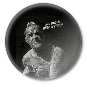 Значок с принтом Five finger death punch 1 в Санкт-Петербурге,  металл | круглая форма, металлическая застежка в виде булавки | 5fdp | ffdp | five finger death punch