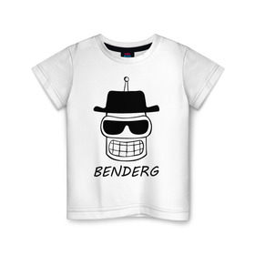 Детская футболка хлопок с принтом Benderg в Санкт-Петербурге, 100% хлопок | круглый вырез горловины, полуприлегающий силуэт, длина до линии бедер | bender | breaking bad | futurama | бендер | во все тяжкие | зойдберг | космос | футурама