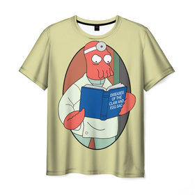 Мужская футболка 3D с принтом Зоидберг в Санкт-Петербурге, 100% полиэфир | прямой крой, круглый вырез горловины, длина до линии бедер | bender | futurama | бендер | зойдберг | космос | футурама