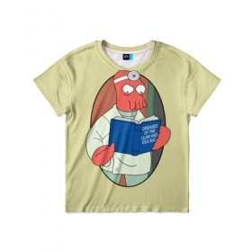 Детская футболка 3D с принтом Зоидберг в Санкт-Петербурге, 100% гипоаллергенный полиэфир | прямой крой, круглый вырез горловины, длина до линии бедер, чуть спущенное плечо, ткань немного тянется | bender | futurama | бендер | зойдберг | космос | футурама