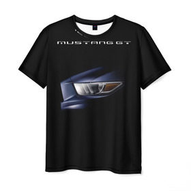 Мужская футболка 3D с принтом Ford Mustang GT 2 в Санкт-Петербурге, 100% полиэфир | прямой крой, круглый вырез горловины, длина до линии бедер | Тематика изображения на принте: cobra | ford | gt | mustang | shelby