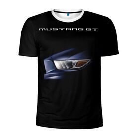 Мужская футболка 3D спортивная с принтом Ford Mustang GT 2 в Санкт-Петербурге, 100% полиэстер с улучшенными характеристиками | приталенный силуэт, круглая горловина, широкие плечи, сужается к линии бедра | Тематика изображения на принте: cobra | ford | gt | mustang | shelby